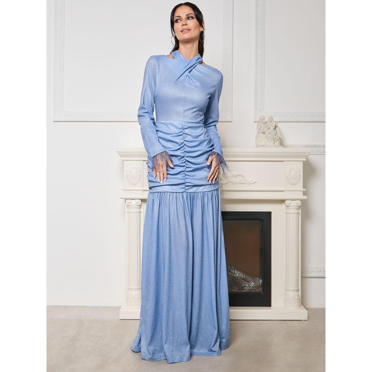 فستان طويل بتفاصيل مزمومة-women-clothing-dresses-image-1