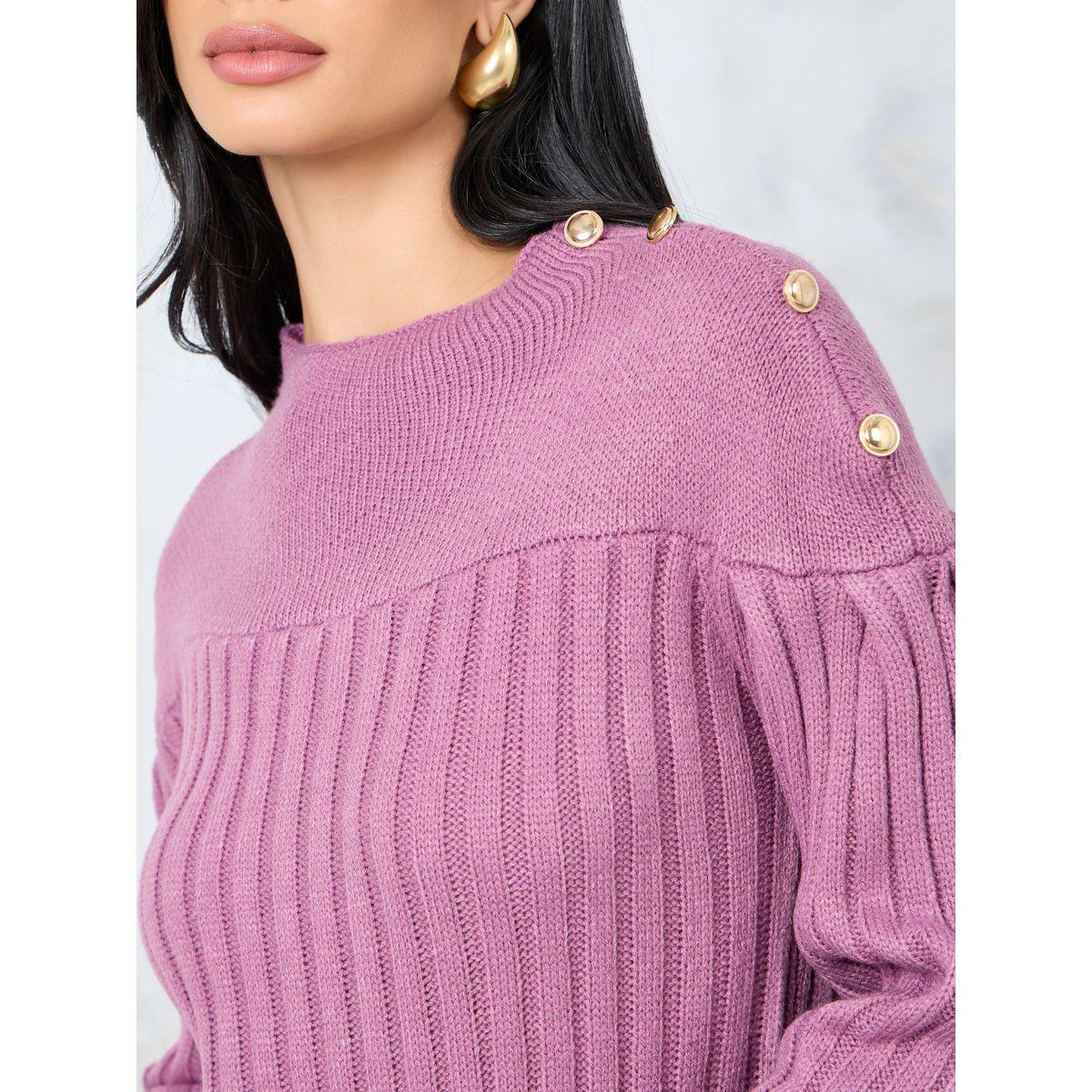 Styli Textured Knit Sweater Dress with Front Pocket Detail-women-clothing-dresses-image-4