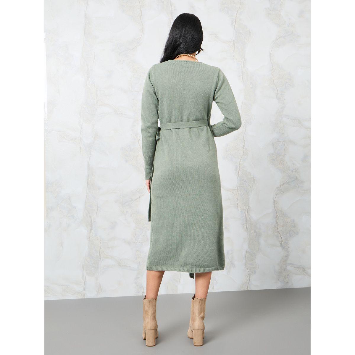 فستان ميدي بنمط لف وأربطة-women-clothing-dresses-image-4