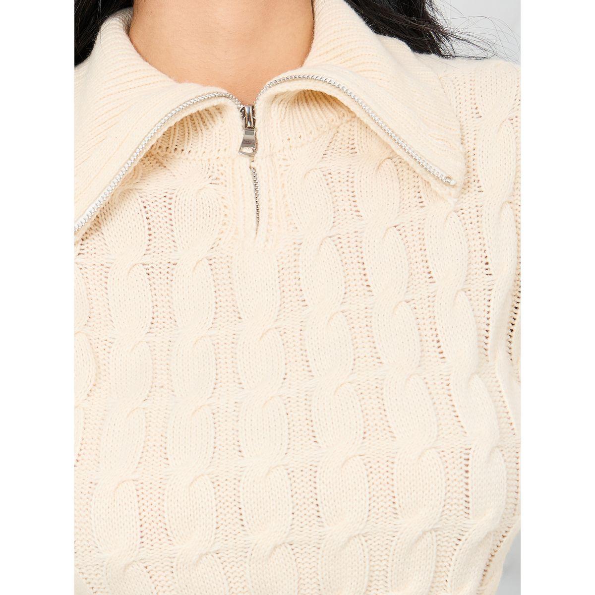 Styli Chunky Knit Zipped Collar Sweater Midi Dress-women-clothing-dresses-image-3