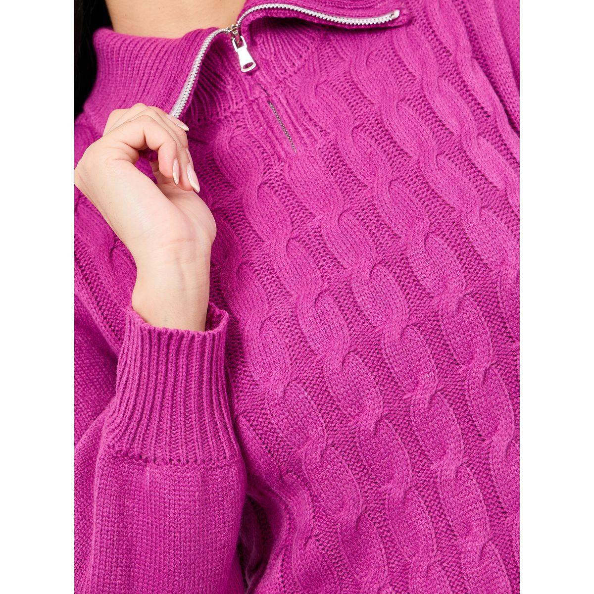 Styli Chunky Knit Zipped Collar Midi Sweater Dress-women-clothing-dresses-image-3