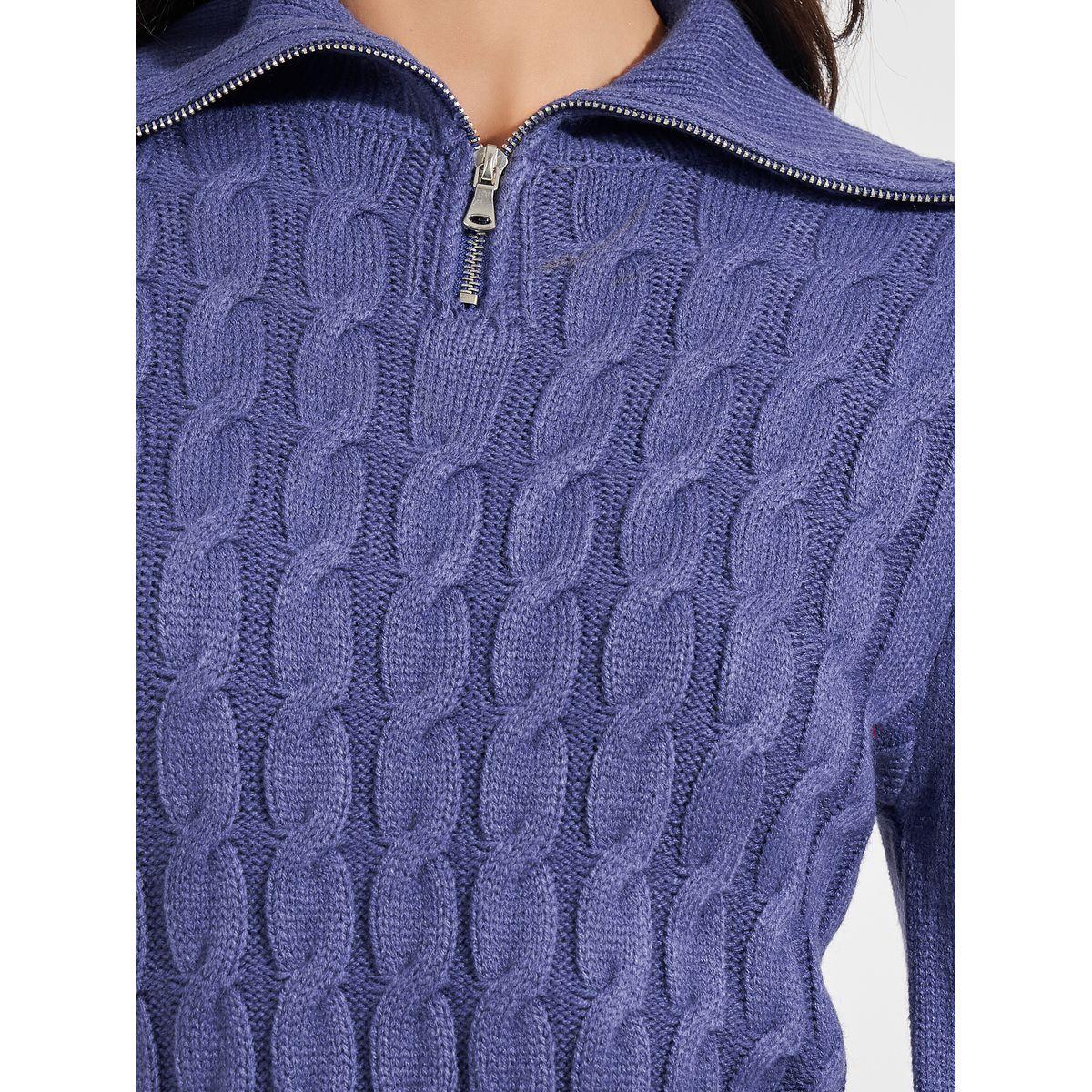 Styli Chunky Knit Zipped Collar Sweater Midi Dress-women-clothing-dresses-image-3