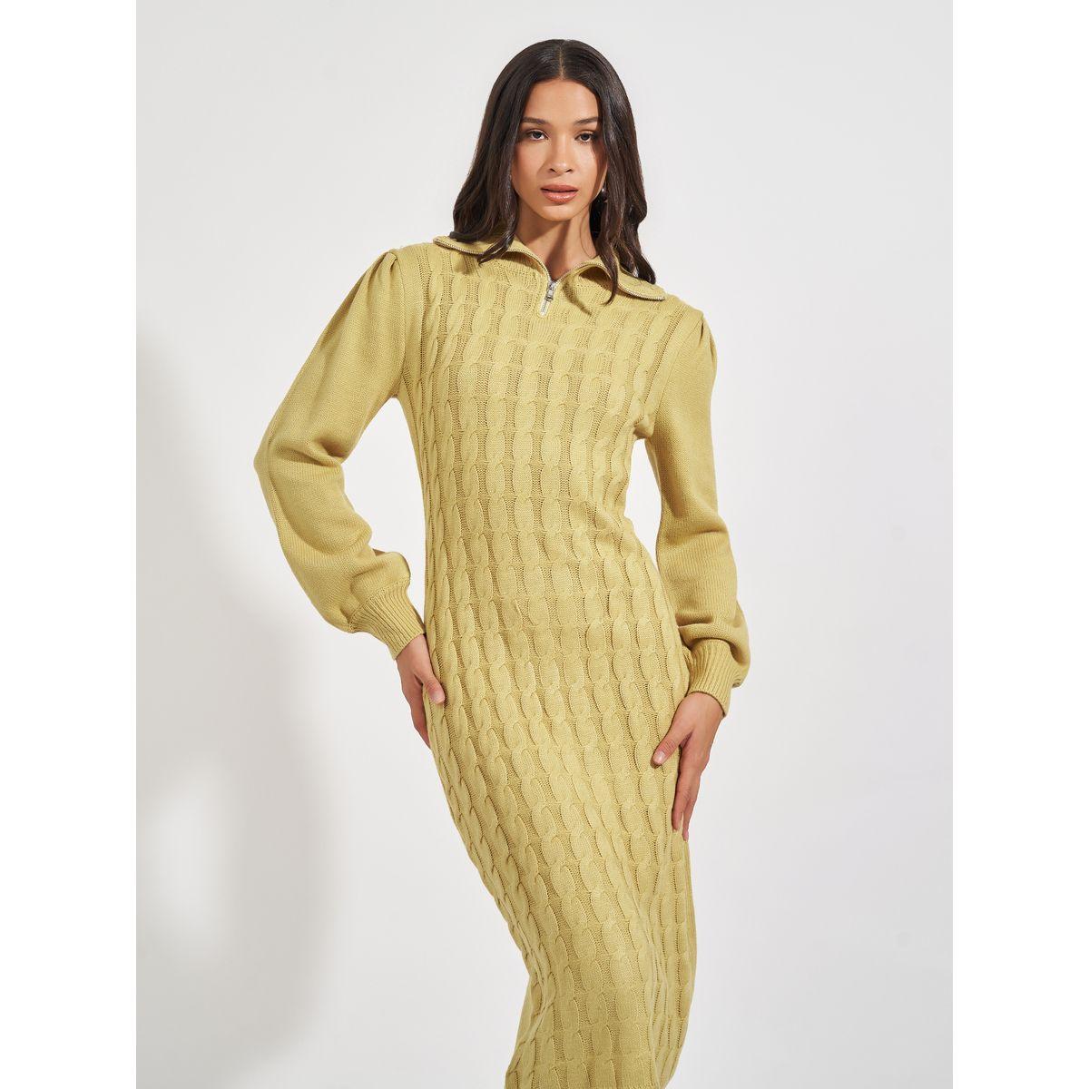 فستان ميدي بتفاصيل محبوكة وسحَّأب غلق-women-clothing-dresses-image-2