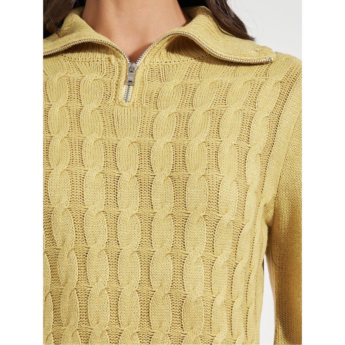 Styli Chunky Knit Zipped Collar Sweater Midi Dress-women-clothing-dresses-image-5