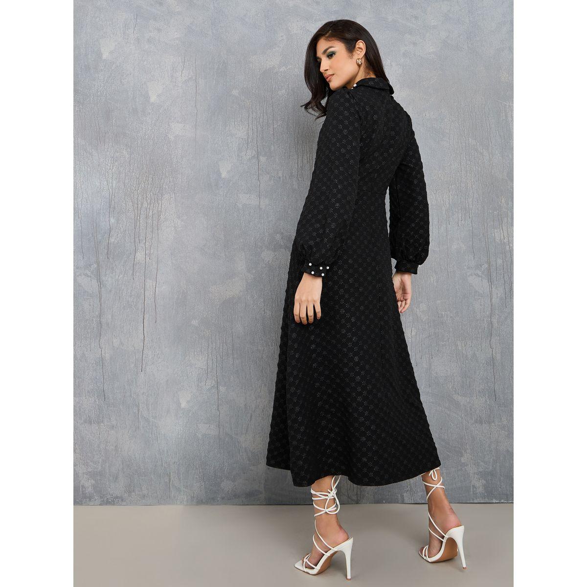 فستان ميدي مزين بلؤلؤ صناعي-women-clothing-dresses-image-4