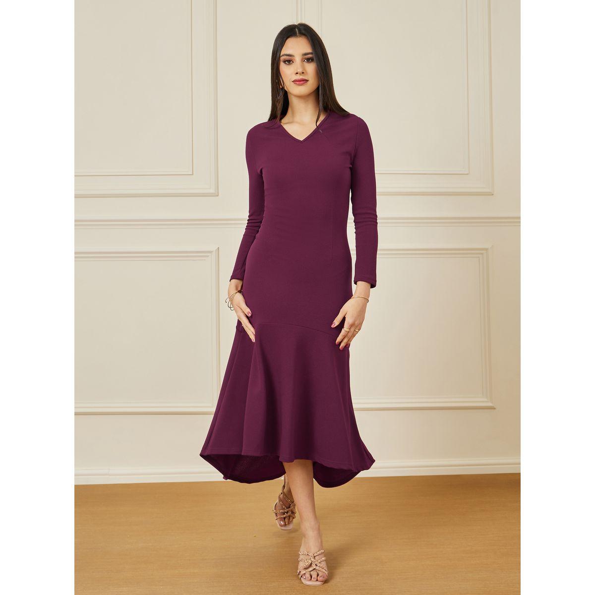 Styli Solid High-Low Hem A-Line Maxi Dress-women-clothing-dresses-image-2