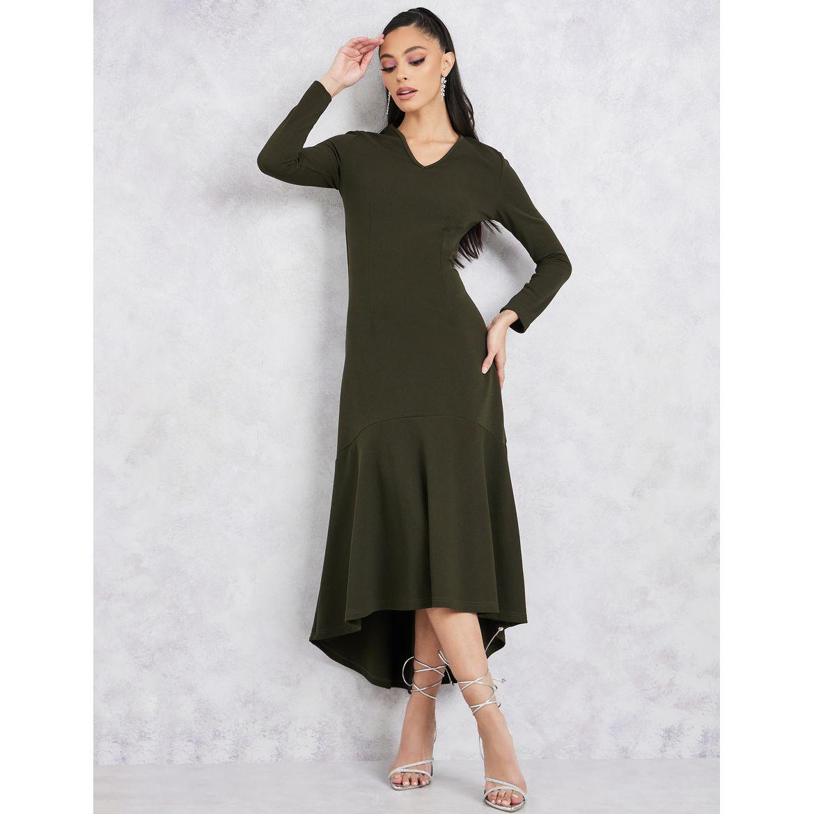 Styli Solid High-Low Hem A-Line Maxi Dress-women-clothing-dresses-image-2