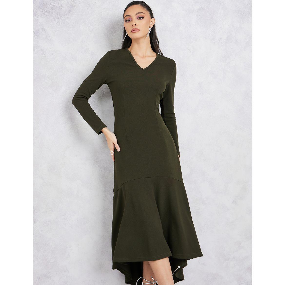 Styli Solid High-Low Hem A-Line Maxi Dress-women-clothing-dresses-image-3
