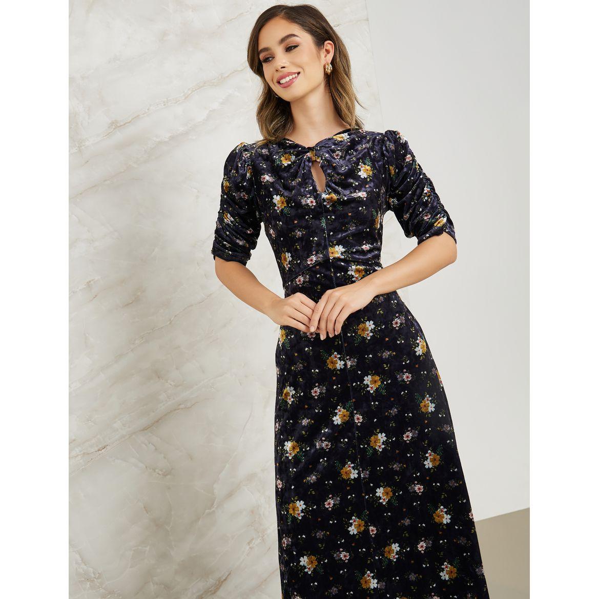 فستان ميدي مطبع بطبعة زهور-women-clothing-dresses-image-2