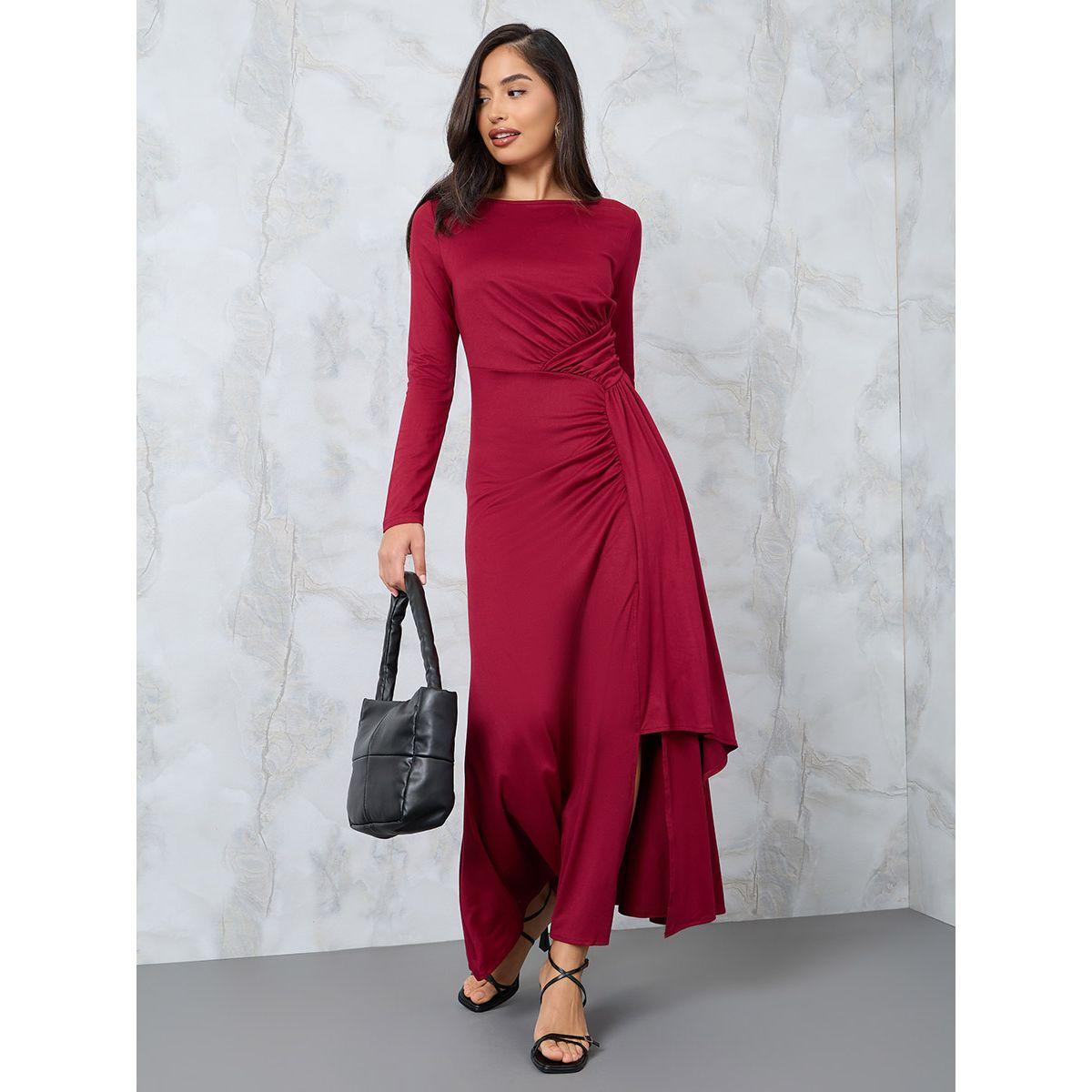 فستان طويلة بتفاصيل كسرات-women-clothing-dresses-image-1