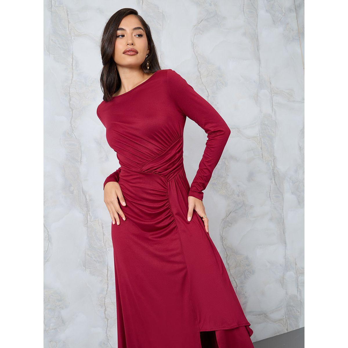 فستان طويلة بتفاصيل كسرات-women-clothing-dresses-image-2