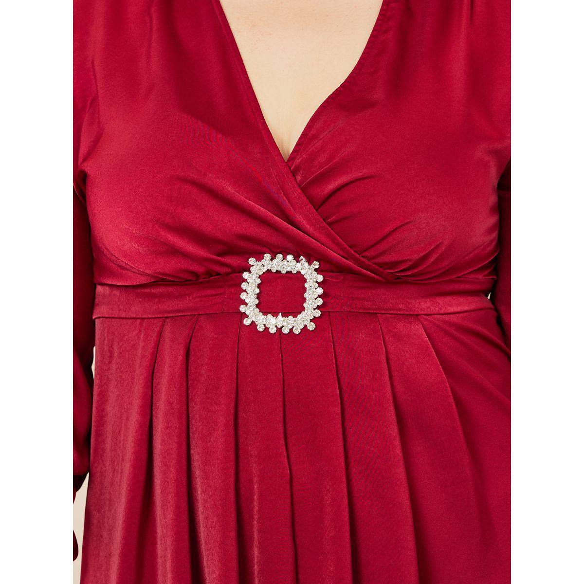 Styli Plus Embellished Buckle Pleated A-Line Maxi Dress-women-clothing-dresses-image-3