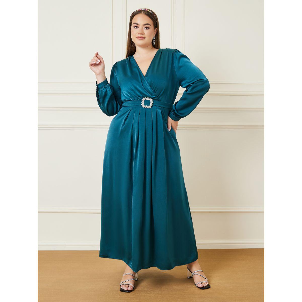 فستان طويل بنمط لف مع حزام-women-clothing-dresses-image-1
