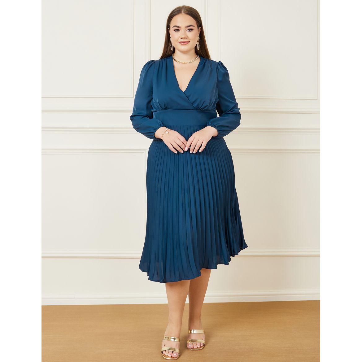 Styli Plus Pleated Hem A-Line Midi Dress-women-clothing-dresses-image-1