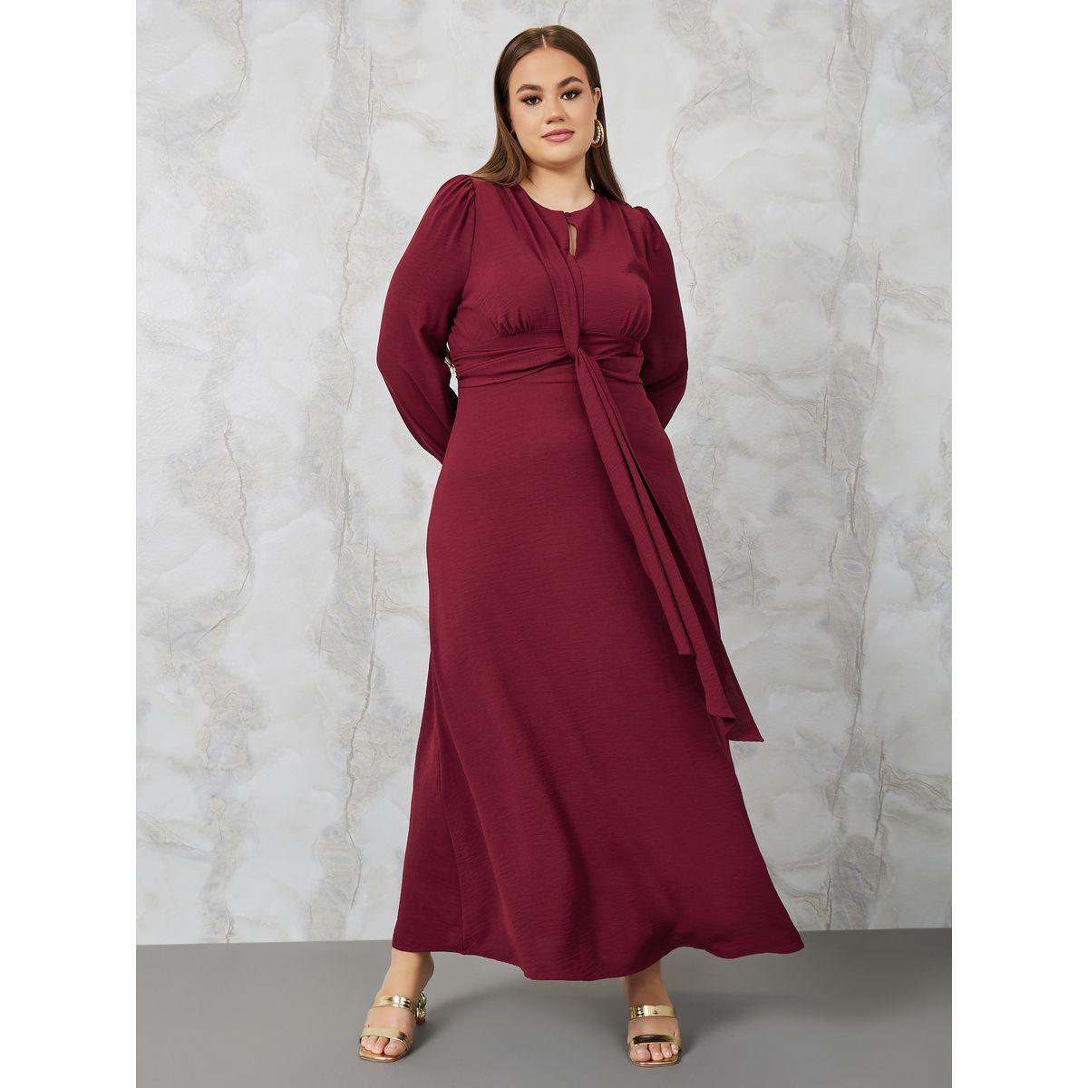 فستان طويل مزين بعقدة-women-clothing-dresses-image-1