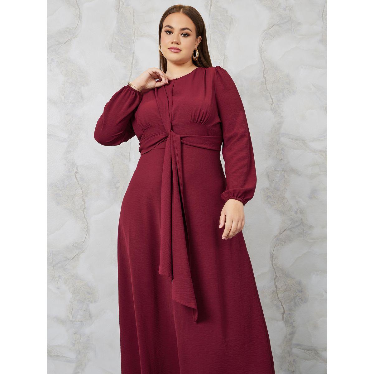 فستان طويل مزين بعقدة-women-clothing-dresses-image-2