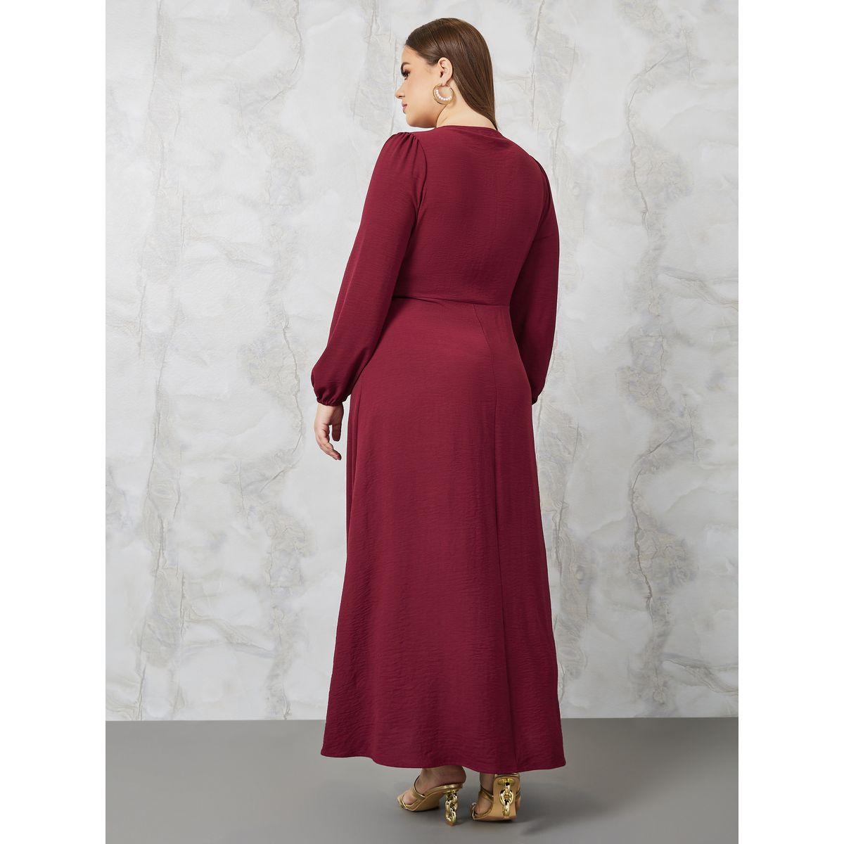 Styli Plus Front Knot Detail A-Line Maxi Dress-women-clothing-dresses-image-4