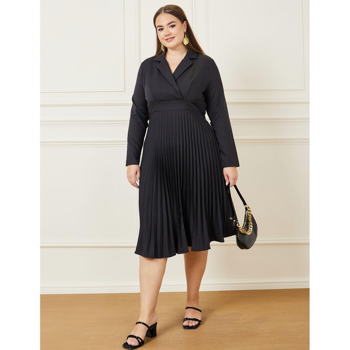 Styli Plus Long Sleeve Blazer Midi Dress-women-clothing-dresses-image-2