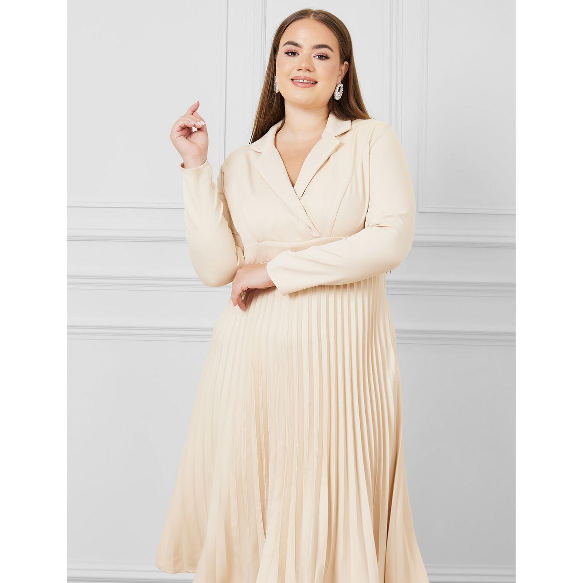 Styli Plus Long Sleeve Blazer Midi Dress-women-clothing-dresses-image-3