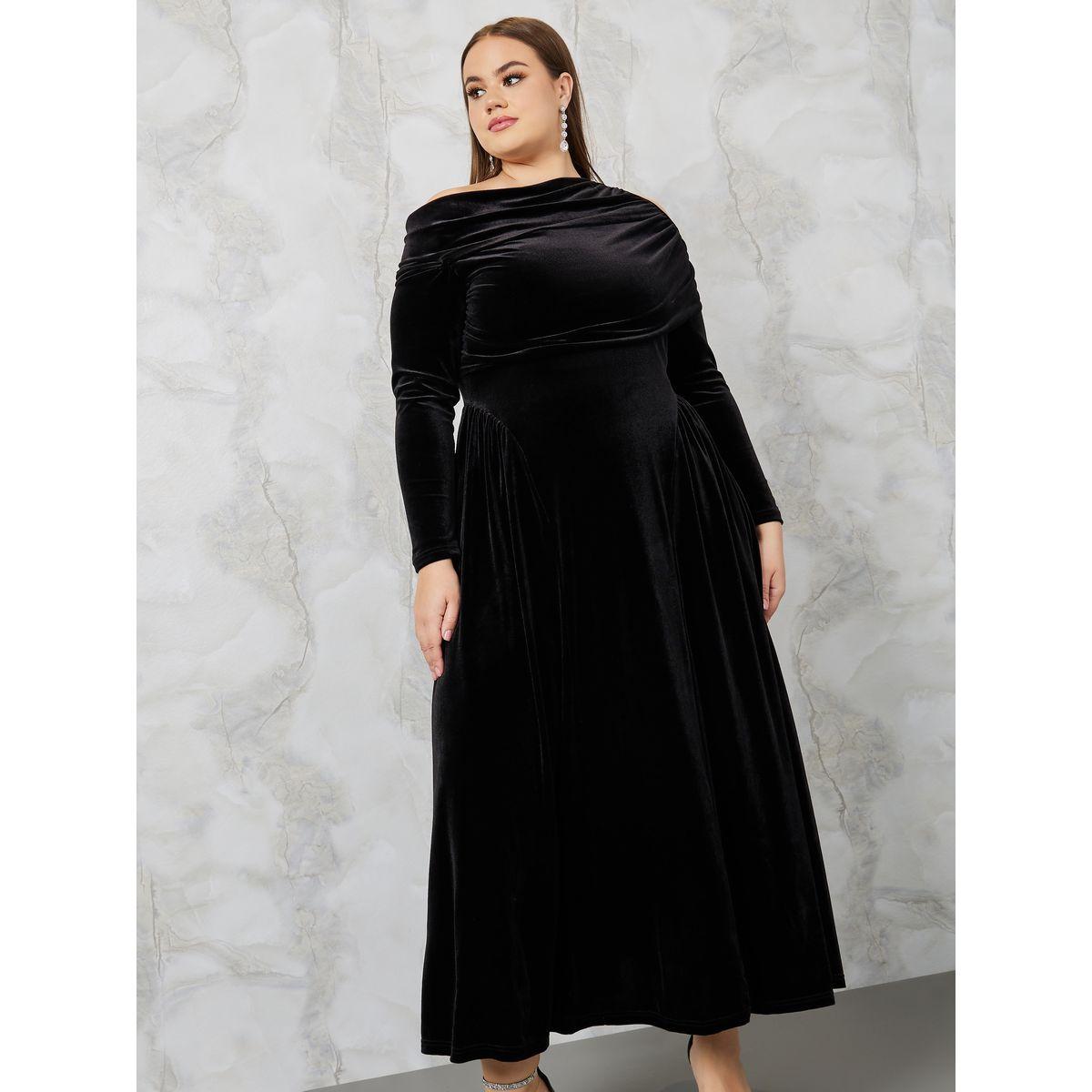 فستان طويل بياقة غير متماثلة الطول-women-clothing-dresses-image-2