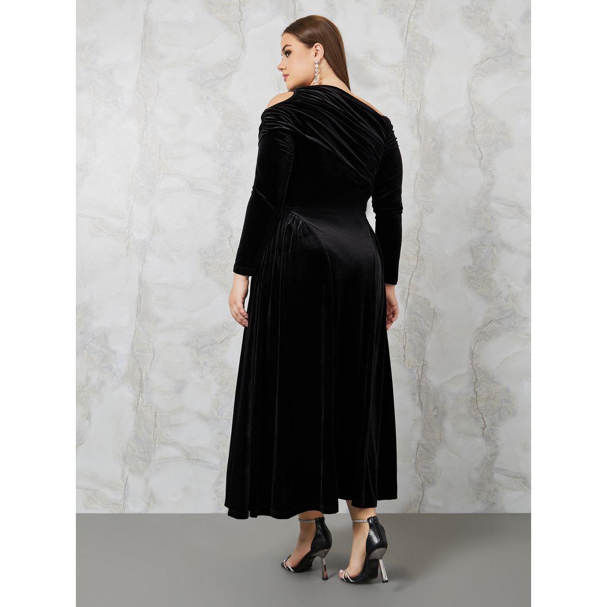 فستان طويل بياقة غير متماثلة الطول-women-clothing-dresses-image-4