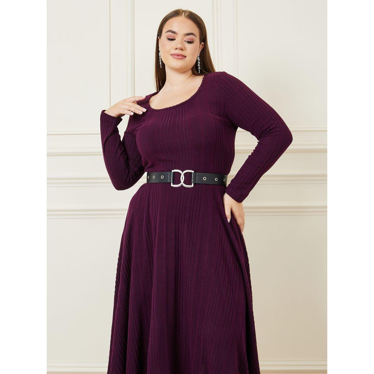 فستان ميدي بأكمام طويلة وحزام-women-clothing-dresses-image-2