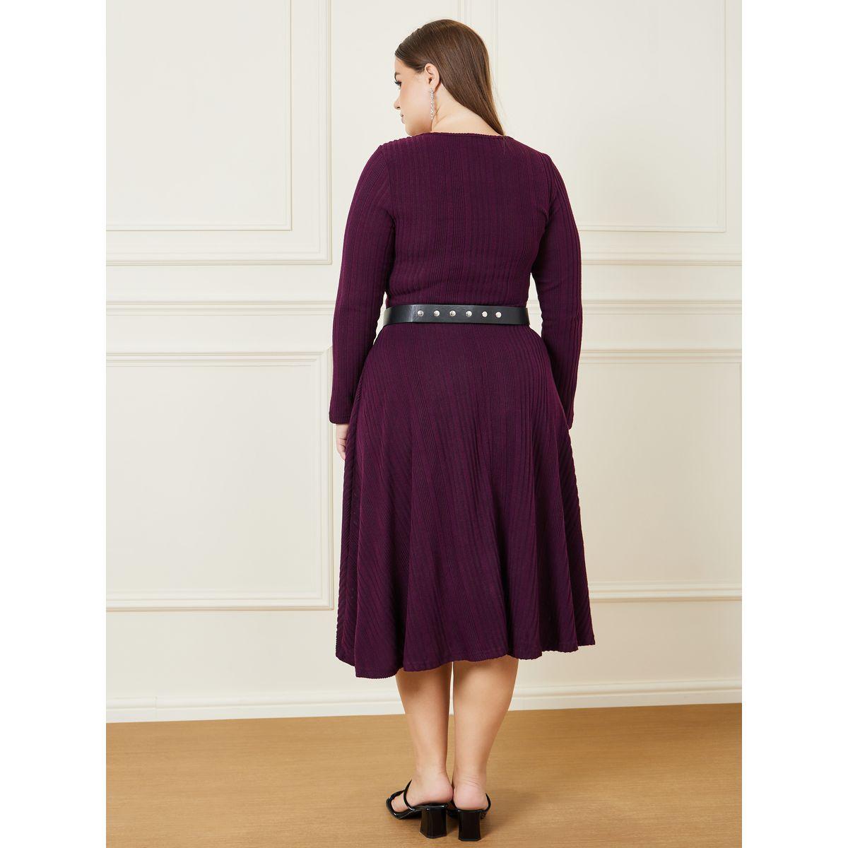 فستان ميدي بأكمام طويلة وحزام-women-clothing-dresses-image-4