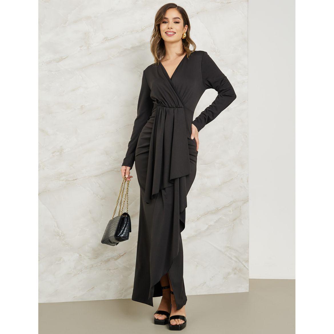 Styli Gathered Detail Drape Sheath Maxi Dress-women-clothing-dresses-image-1
