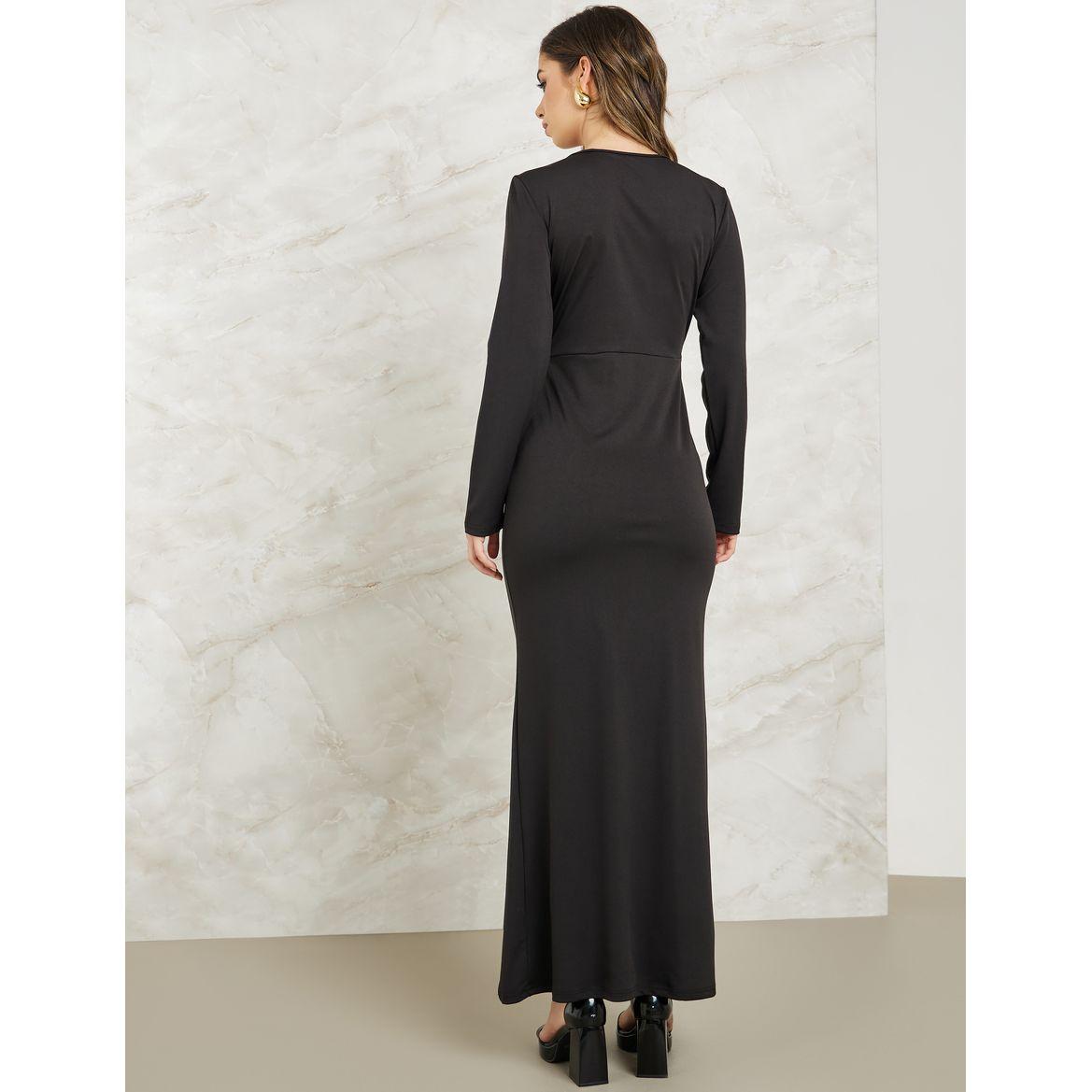 Styli Gathered Detail Drape Sheath Maxi Dress-women-clothing-dresses-image-4