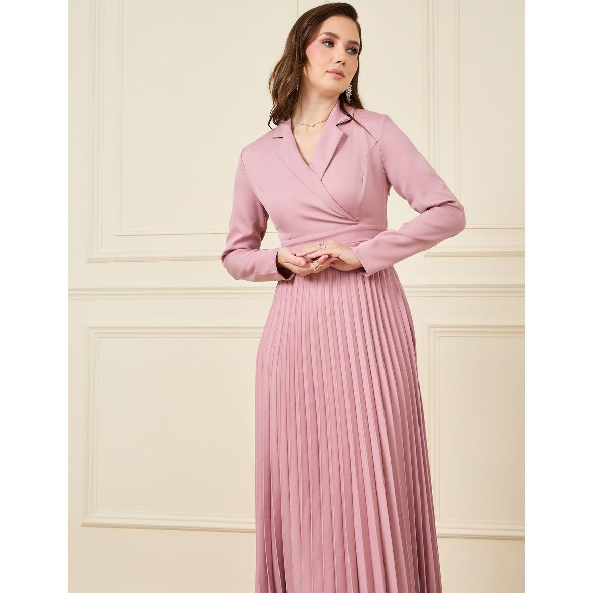 فستان طويل بكسرات واكمام طويلة-women-clothing-dresses-image-2