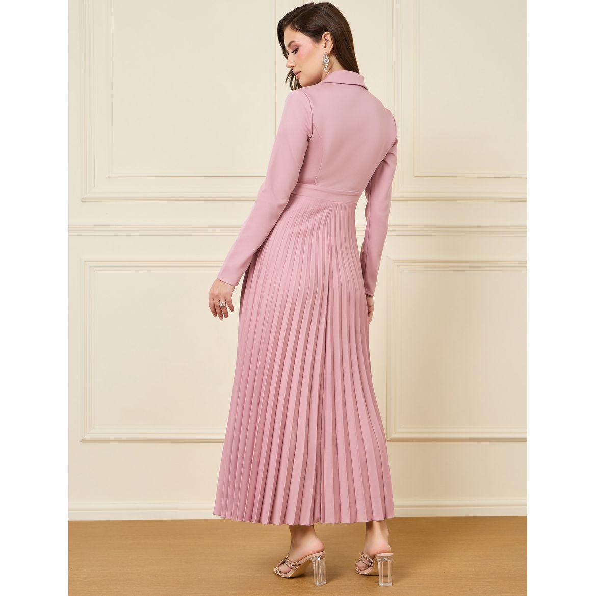 فستان طويل بكسرات واكمام طويلة-women-clothing-dresses-image-4