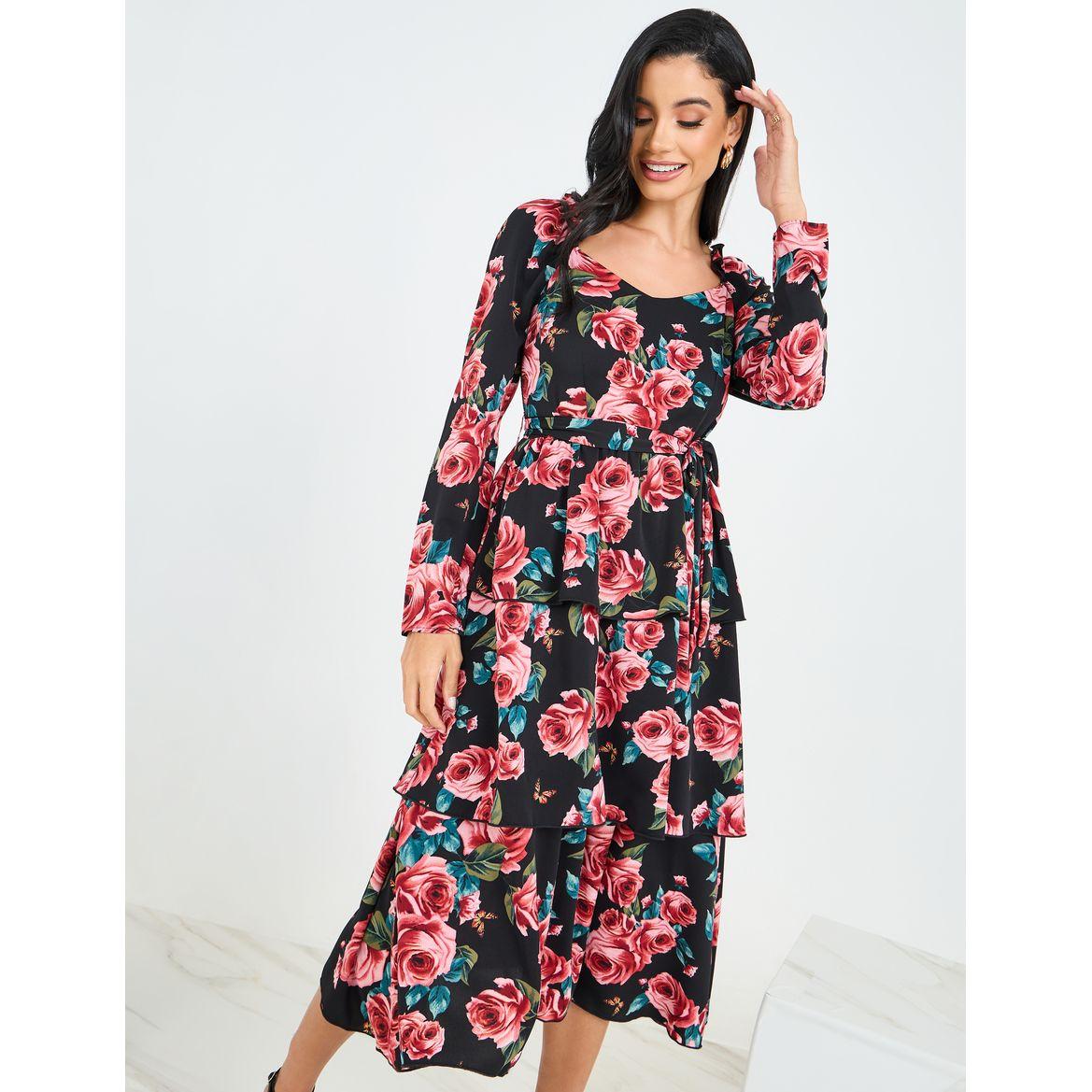 Styli Floral Print Sweetheart Neck A-Line Midi Dress-women-clothing-dresses-image-2