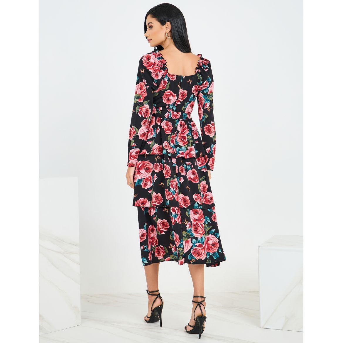 Styli Floral Print Sweetheart Neck A-Line Midi Dress-women-clothing-dresses-image-4