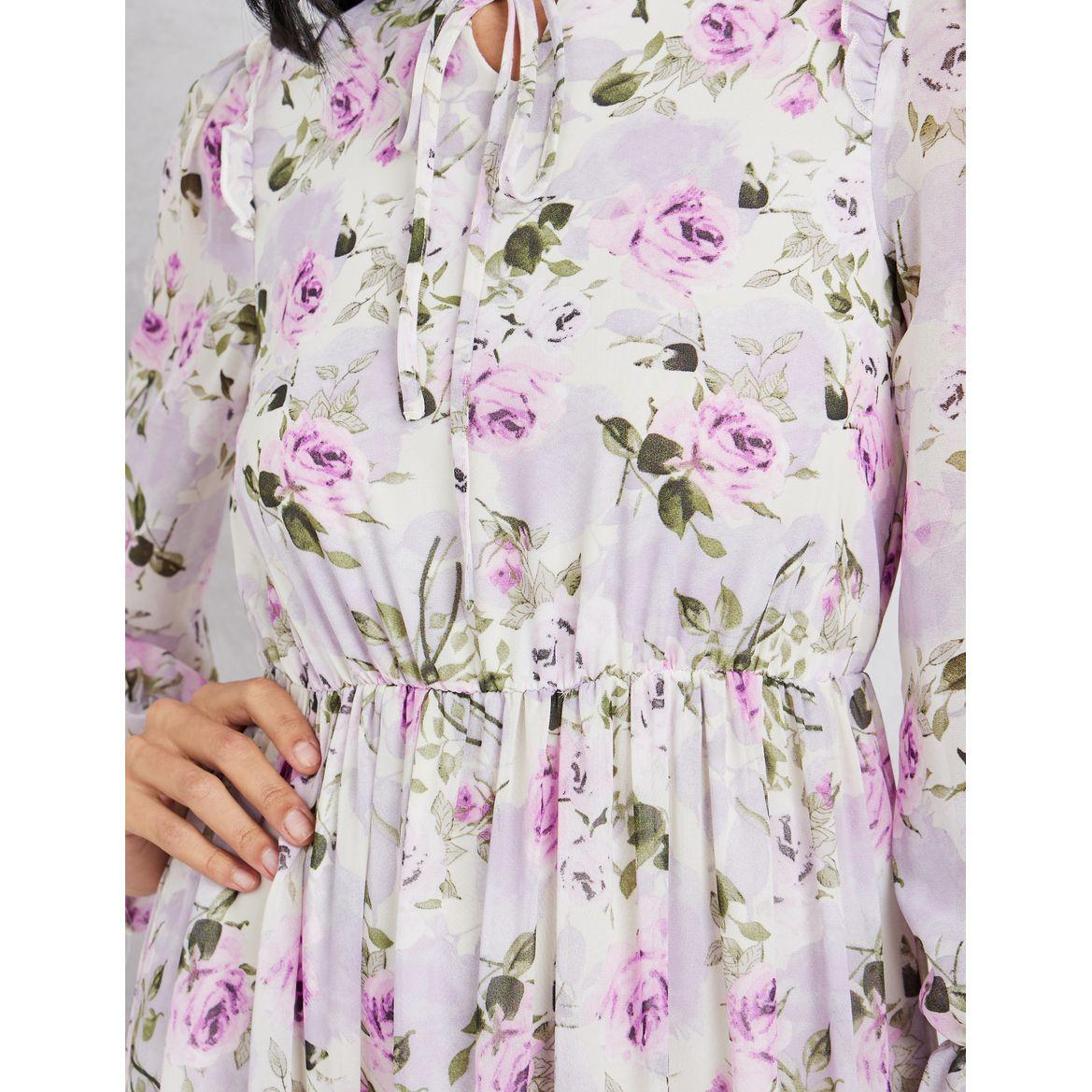 Styli Floral Printed Ruffle Detail Maxi Dress-women-clothing-dresses-image-3