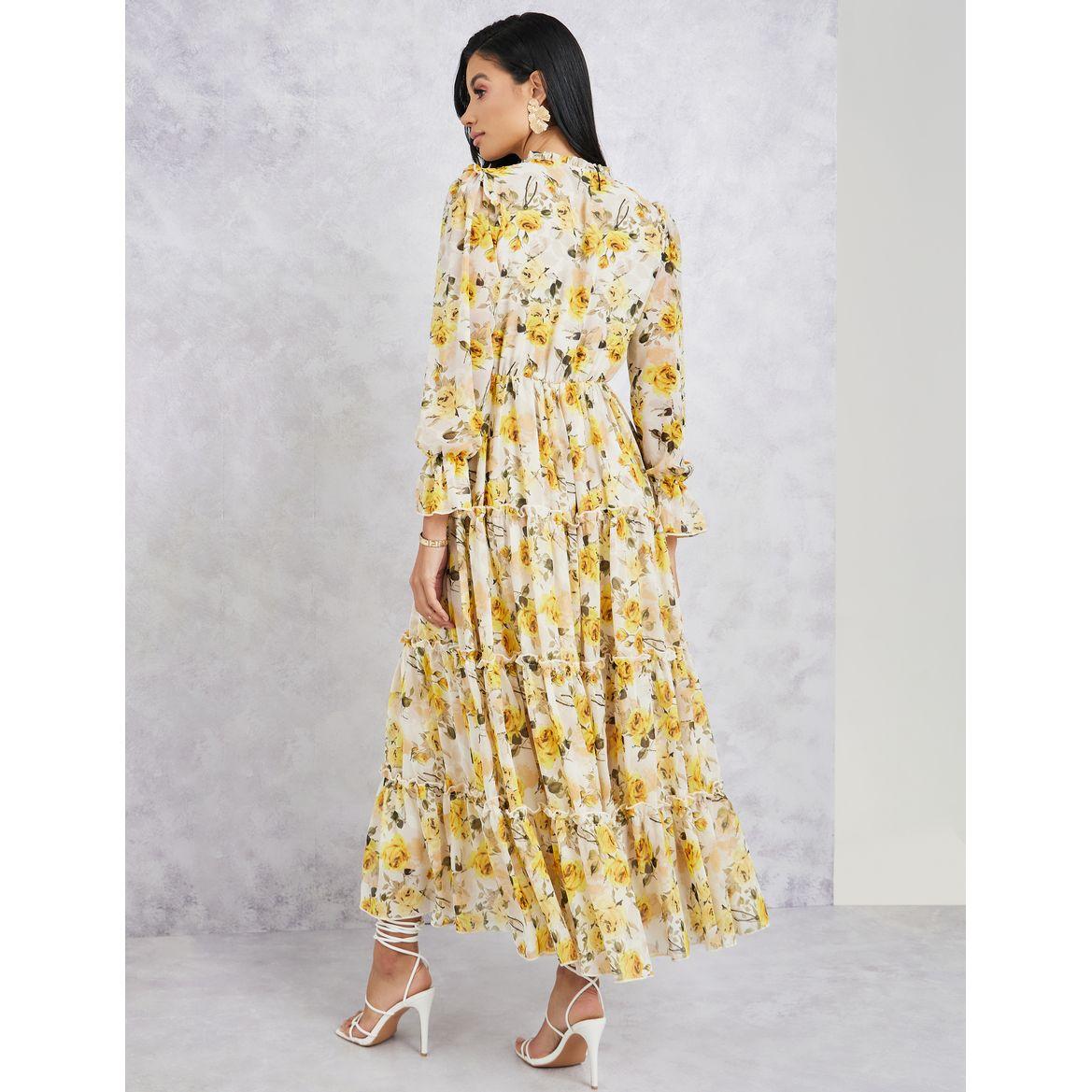 فستان طويل مزين بكشكش-women-clothing-dresses-image-4