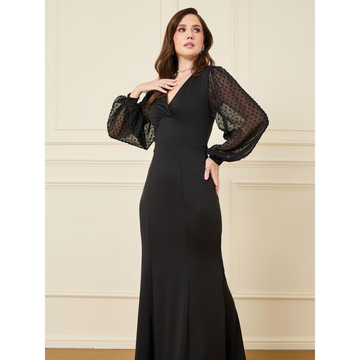 Styli Sheer Dobby Sleeve Sheath Maxi Dress-women-clothing-dresses-image-2