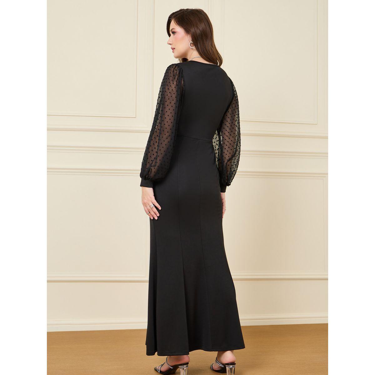 Styli Sheer Dobby Sleeve Sheath Maxi Dress-women-clothing-dresses-image-5