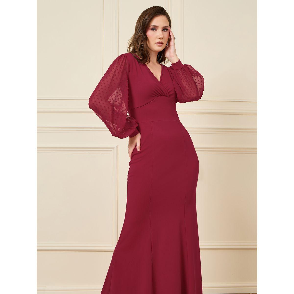 Styli Sheer Dobby Sleeve Sheath Maxi Dress-women-clothing-dresses-image-2