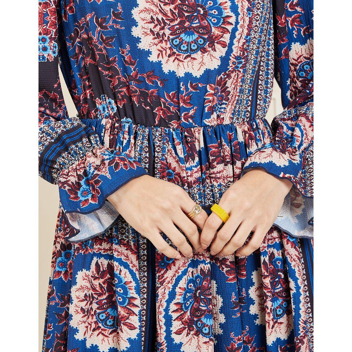 Styli Floral Print Gathered Detail A-Line Maxi Dress-women-clothing-dresses-image-3