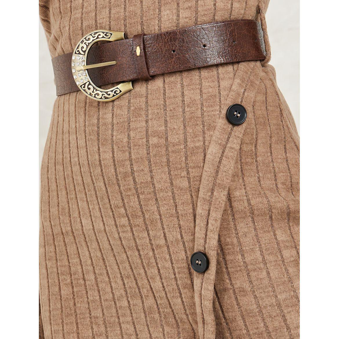 فستان ميدي محبوك ومزين بأزرار-women-clothing-dresses-image-3