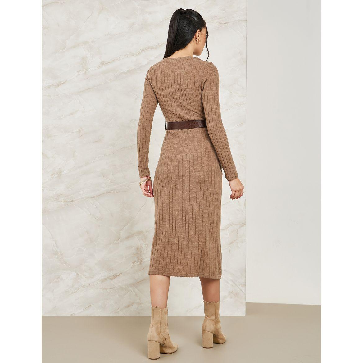 Styli Asymmetrical Button Detail Knit Sweater Midi Dress-women-clothing-dresses-image-4