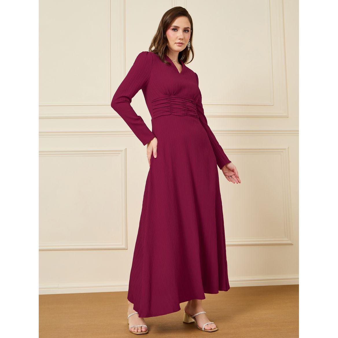 Styli Gathered Waistband Detail Maxi Dress-women-clothing-dresses-image-1