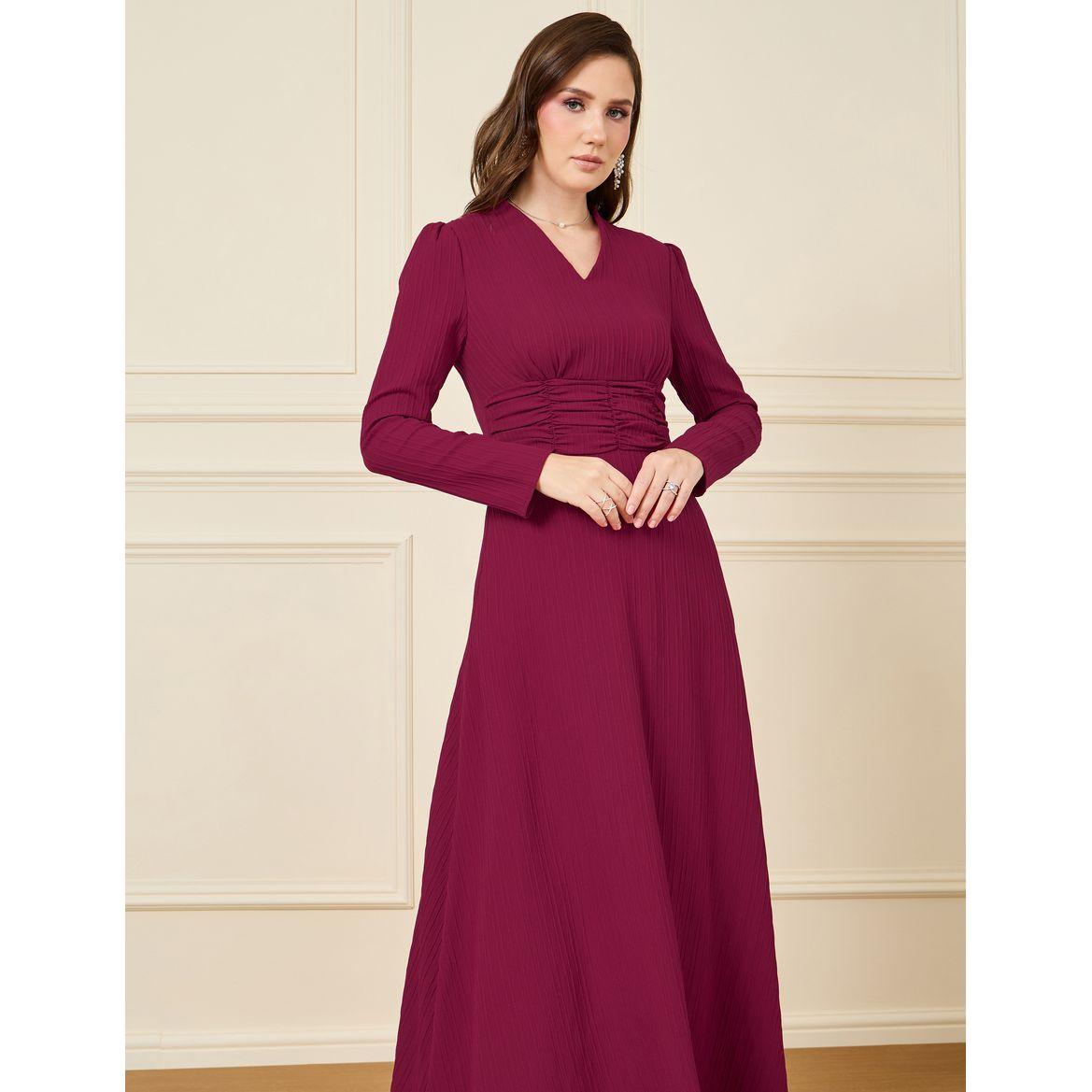 Styli Gathered Waistband Detail Maxi Dress-women-clothing-dresses-image-2