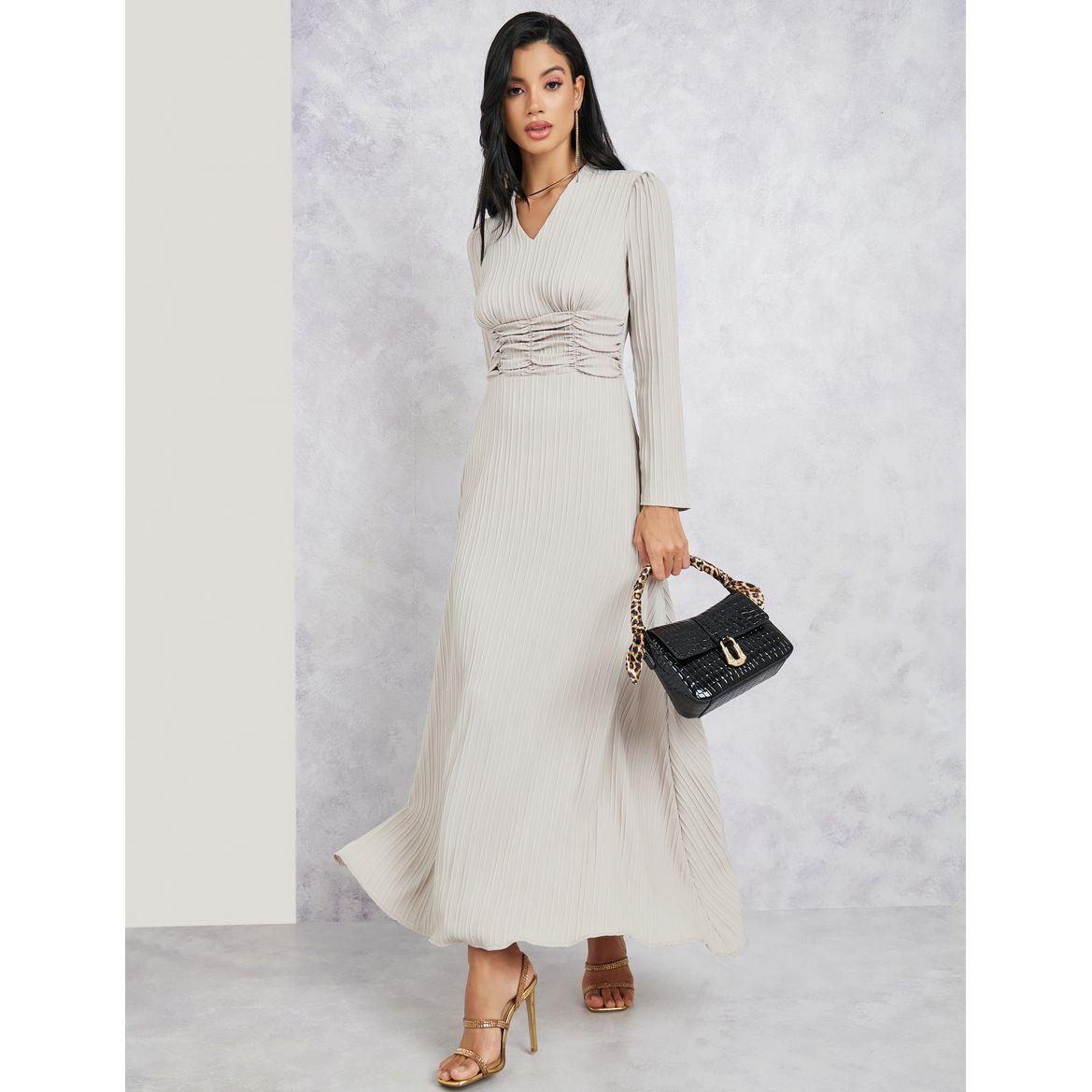 Styli Gathered Waistband Detail Maxi Dress-women-clothing-dresses-image-1