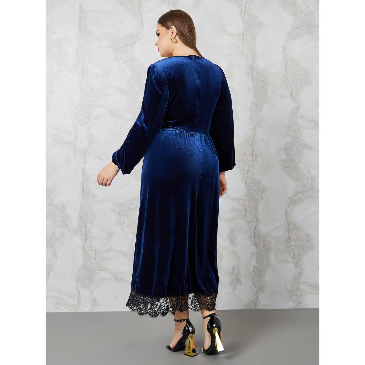 Styli Plus Lace Hem Insert Velvet A-Line Maxi Dress-women-clothing-dresses-image-4