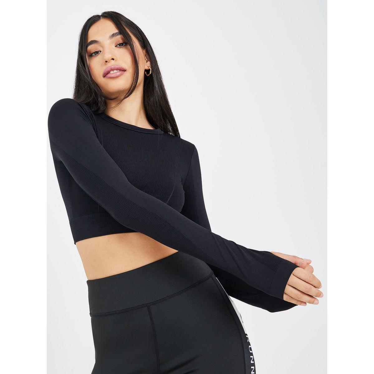Styli Active Ribbed Seam Thumbhole Detail Crop Top-sports-women-clothing-tshirtsandvests-image-2