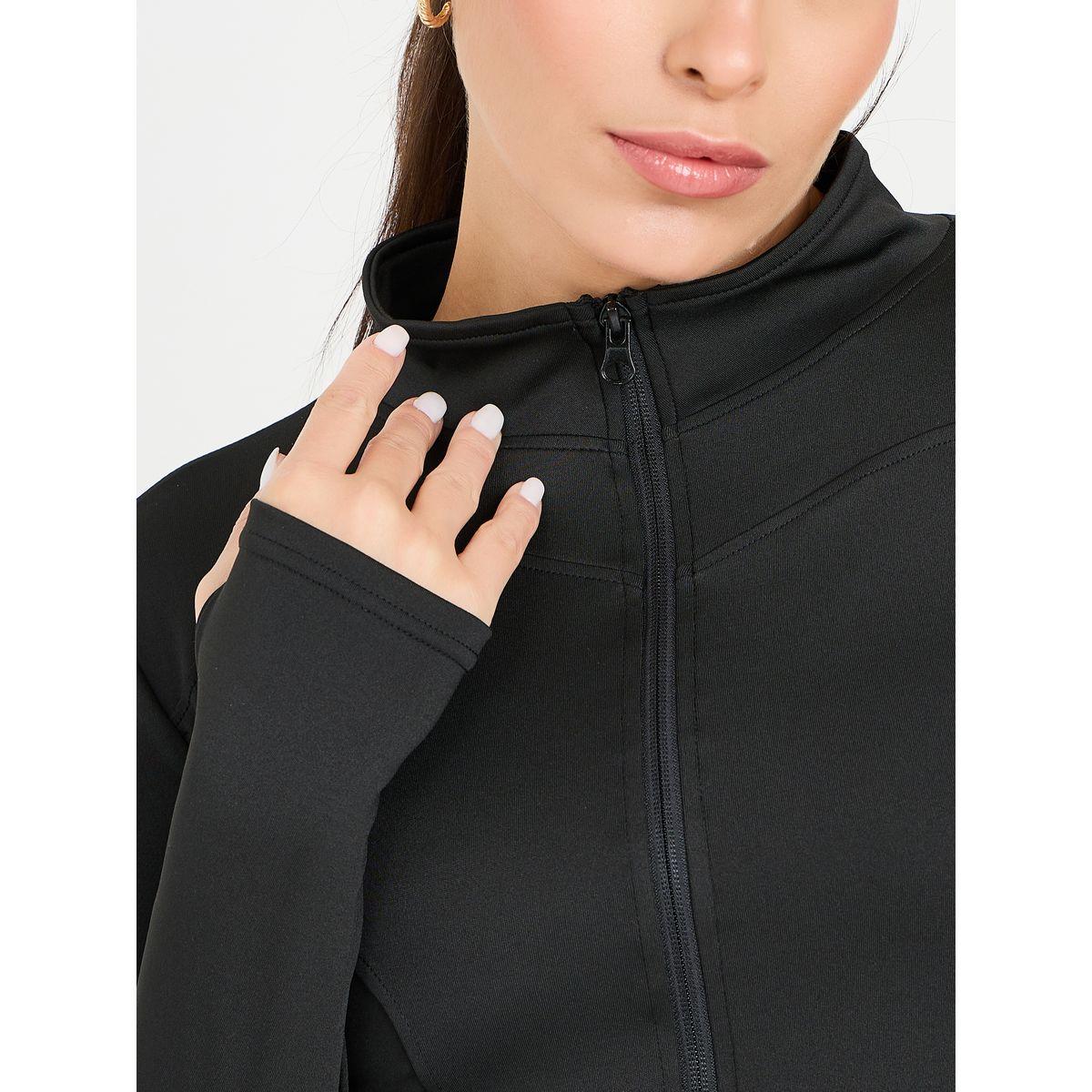 Styli Active Multi Panel Thumbhole Detail Zip Up Crop Jacket & Flared Leggings Set-women-clothing-sportswearandactivewear-trackpantsandtracksuits-image-6