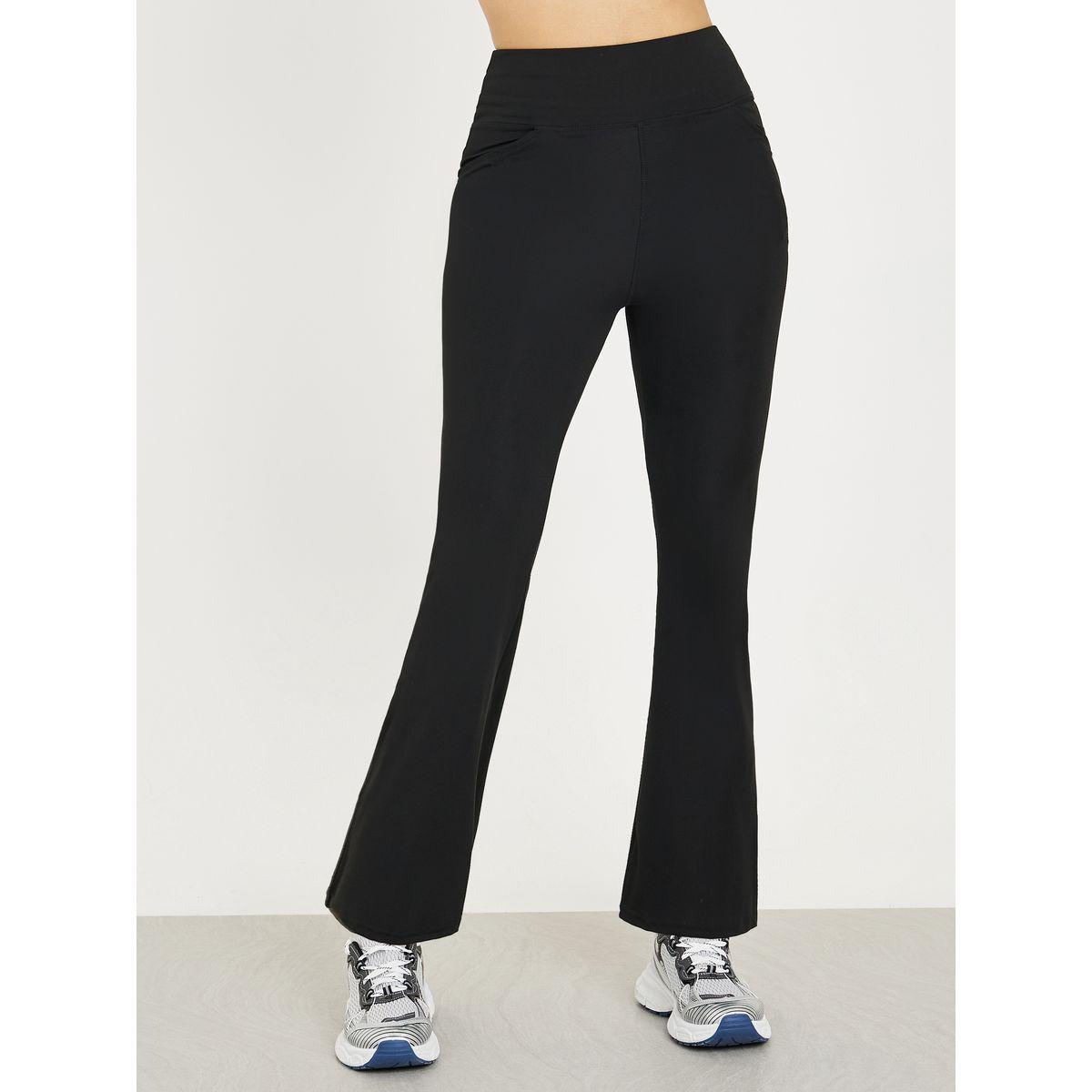 Styli Active Wide Waistband Flared Leggings with Pockets-women-clothing-sportswearandactivewear-bottoms-leggings-image-2