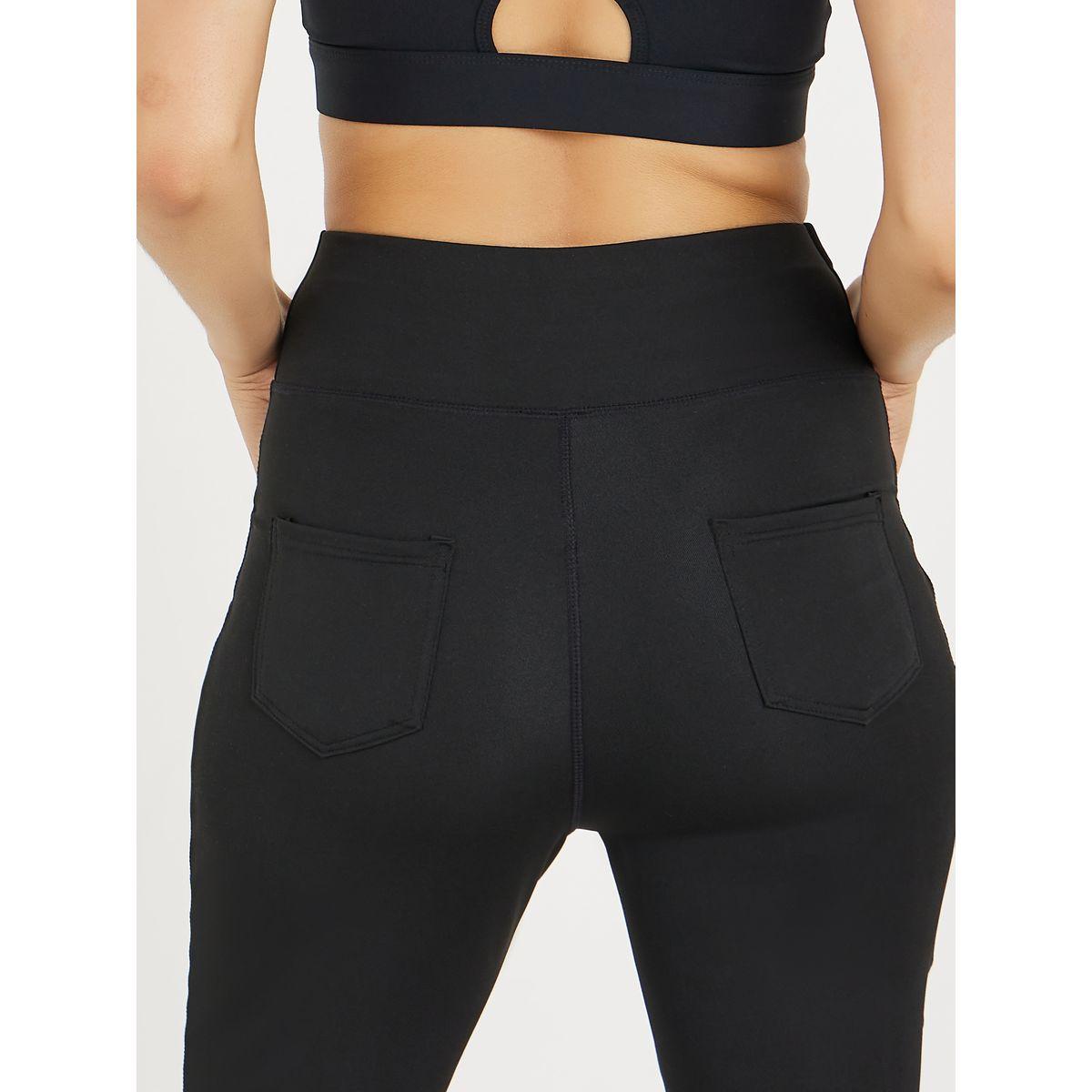 Styli Active Wide Waistband Flared Leggings with Pockets-women-clothing-sportswearandactivewear-bottoms-leggings-image-5