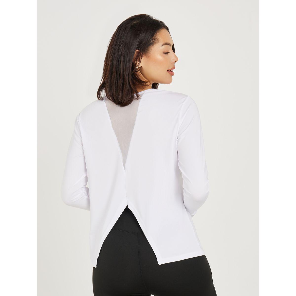 Styli Active Mesh Insert Detail Back Center Hem Slit Thumbhole Detail Top-sports-women-clothing-tshirtsandvests-image-6